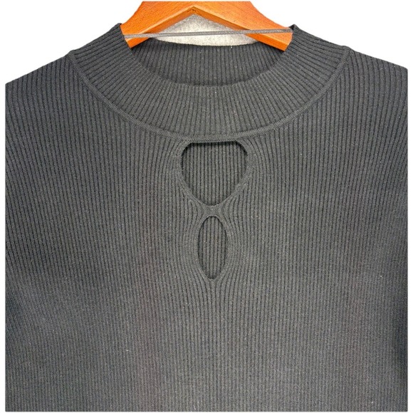 BloomChic Ribbed Sweater Dress 18 20 Black Bodycon Cutout Long Sleeve Plus - Picture 4 of 10